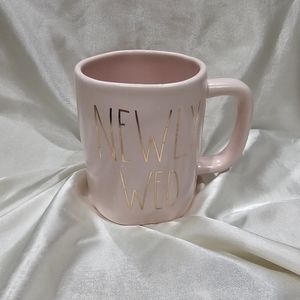 Rae Dunn Newly Wed Coffee Mug Pink Gold New